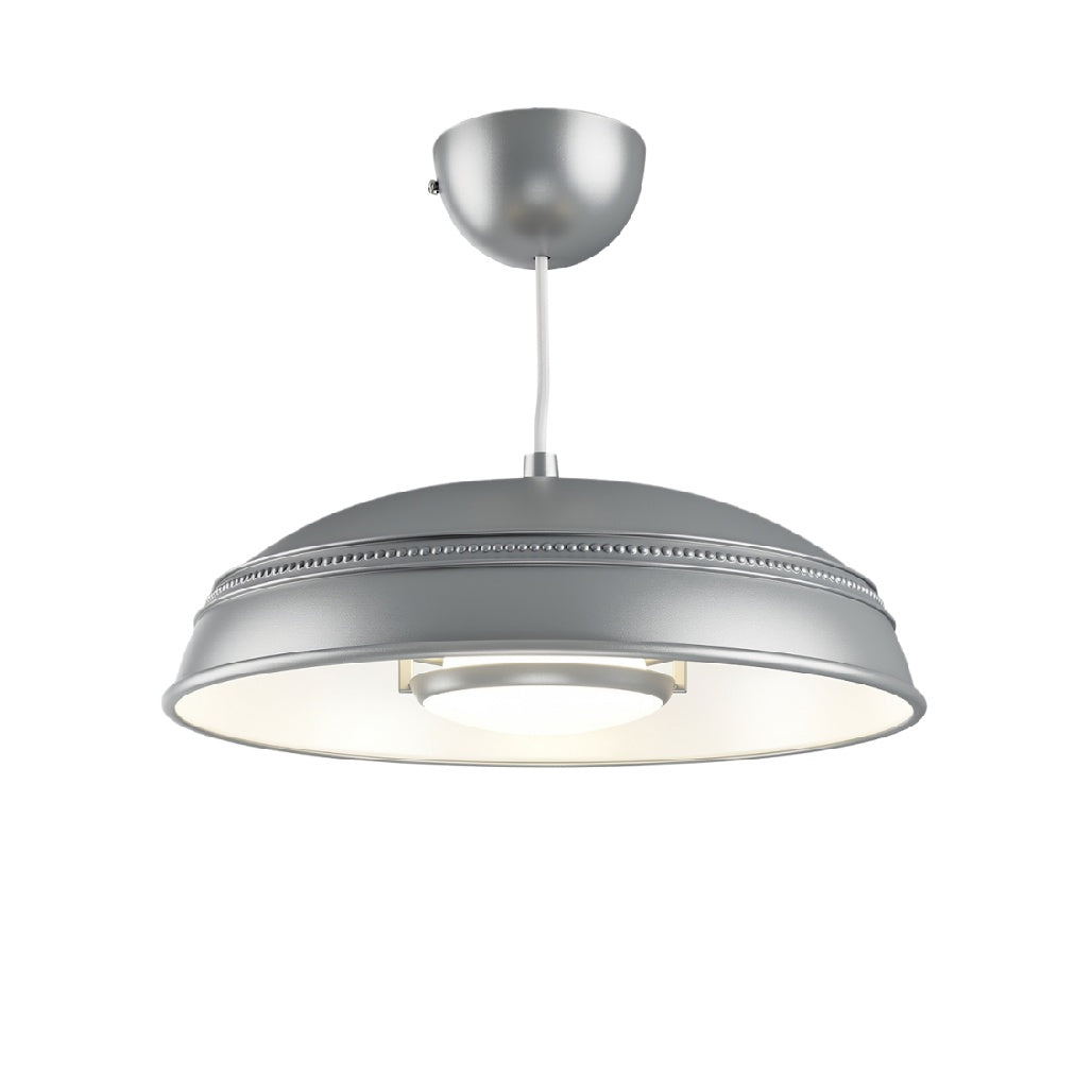 **Nowoczesna lampa sufitowa w kolorze srebrnym z pierścieniem LED**