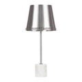 **Lampa stołowa z marmurową podstawą i metalowym kloszem**